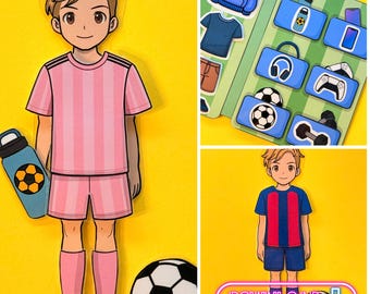Printable Paper Doll, Boy, Sports Prints, Quiet Book