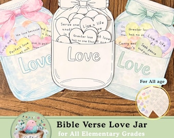 Bible Verse Love Jar Craft | Includes activities for both lower and upper elementary students