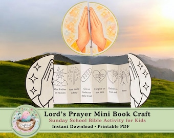 Lord’s Prayer Craft for Kids | Printable Mini Book | Sunday School Bible Activity | Christian Foldable Prayer Craft PDF
