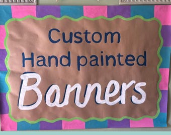 CUSTOM PAINTED BANNERS | Hand painted kraft paper banner | Personalized party banner | Birthdays | Graduations | Showers | School Events