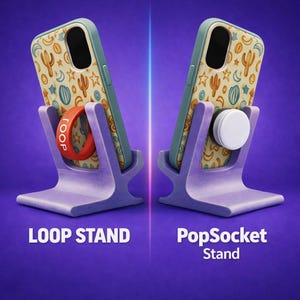 PopSocket & Loop Case Phone Stand | Wobble‑Free Grip Holder | 3D Printed Desk Stand