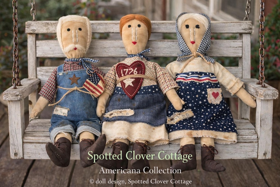 Rustic Dolls Primitive Americana Folk Art Dolls | Handmade Rag Doll, Rustic Country ...