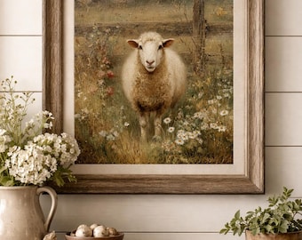 Primitive Sheep Print | Farmhouse Rustic Country Wall Art (unframed) - Etsy