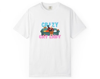 Crazy Cat Lady T-shirt | Illustration, Cat on Couch, Playful Typography