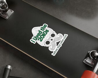 I Lived the 2010s mustache beanie glasses sticker | Kiss-Cut Vinyl Decal
