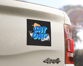 Cat Dad Car Magnet | Playful Lounging Cats Vinyl Decal