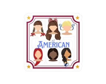All American Girl illustration Kiss-Cut Vinyl Decal | Diverse faces sticker