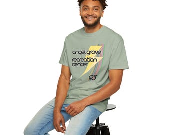 Angel Grove Recreation Center 93 T-Shirt | Retro Lightning Stripe Design