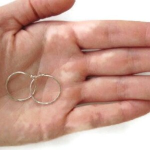 Silver Hoop Earrings Hammered Texture Sterling Silver Simple 2cm Perfect Gift Idea image 2