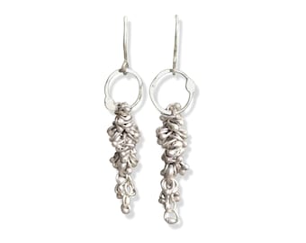 Sterling Silver Handmade Earrings with Intricate Layers of Silver Nubbins, Seek & Find Beauty