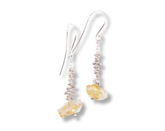 Handmade Sterling Silver Citrine Earrings with Abundance and Creativity Joyful Yellow Gemstones, Gift for Her or Him or They