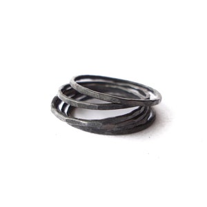 Effortless Thin Stackable Silver Rings Size-Inclusive 3-15 Oxidized