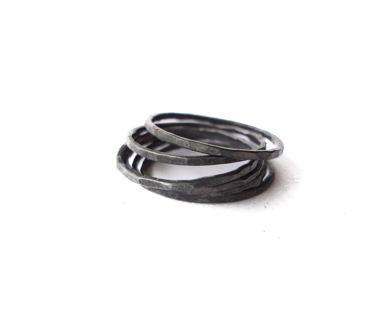 Effortless Thin Stackable Silver Rings Size-Inclusive 3-15 Oxidized