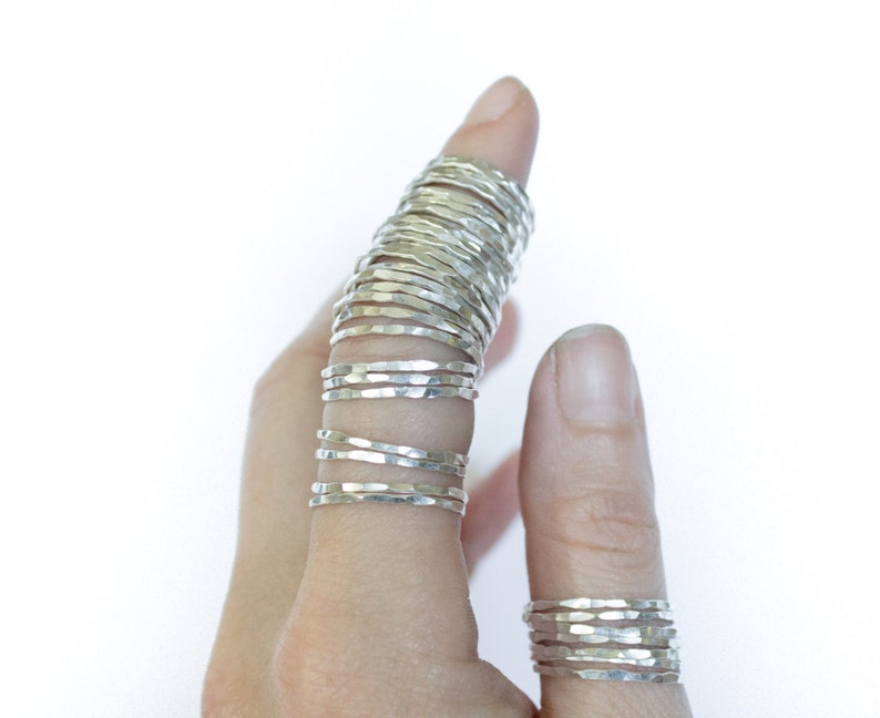 Effortless Thin Stackable Silver Rings Size-Inclusive 3-15 image 2