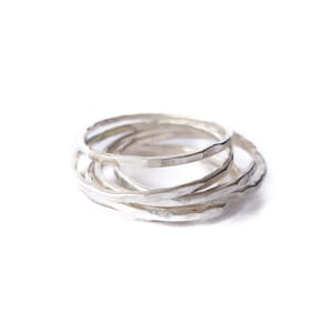 silver stacking rings - set of FIVE rings - recycled silver - super thin