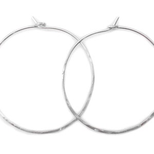 4cm Sterling Silver Hammered Hoops