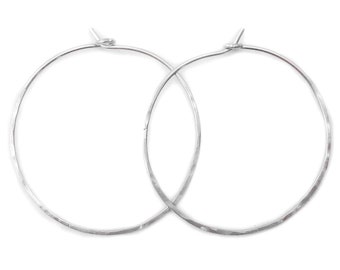 4cm Sterling Silver Hammered Hoops