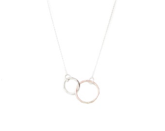 Two-Toned Sterling Silver and Gold-Filled Circle Necklace, Meaningful Gift Idea