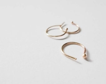 22g Nose Hoop, Horseshoe Style, 14K Yellow and Rose Gold or Sterling Silver