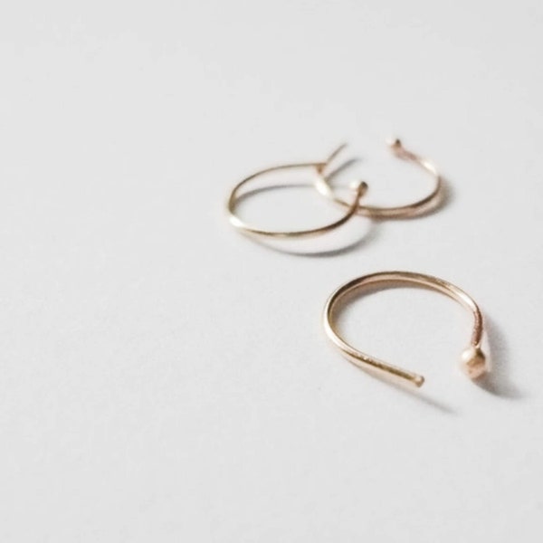 22g Nose Hoop, Horseshoe Style, 14K Yellow and Rose Gold or Sterling Silver
