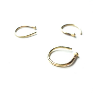 20g Nose Hoop, Horseshoe Style, 14K Pure Yellow, 14k Pure Rose Gold, or Sterling Silver image 2