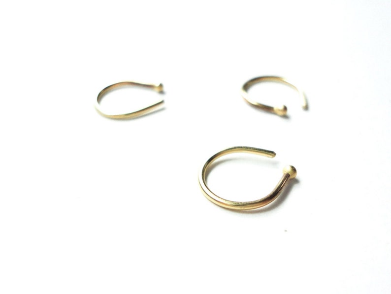 20g Nose Hoop, Horseshoe Style, 14K Pure Yellow, 14k Pure Rose Gold, or Sterling Silver image 2