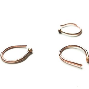 20g Nose Hoop, Horseshoe Style, 14K Pure Yellow, 14k Pure Rose Gold, or Sterling Silver image 4