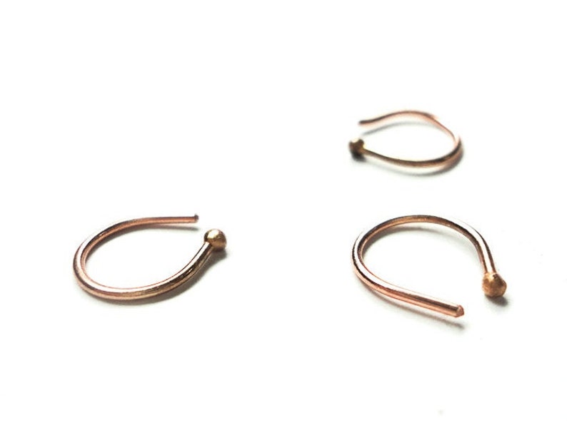 20g Nose Hoop, Horseshoe Style, 14K Pure Yellow, 14k Pure Rose Gold, or Sterling Silver image 4