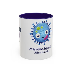 Microbe Squad Science Mug, Funny Microbiology Coffee Cup for Science Lovers & Lab Gifts
