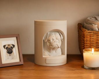 Pug Pet Urn STL & 3MF, Customizable Dog Memorial 3D Print Files