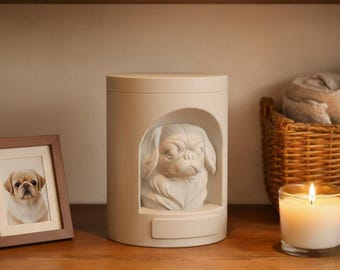 Pekingese Pet Urn STL & 3MF, Customizable Dog Memorial 3D Print Files