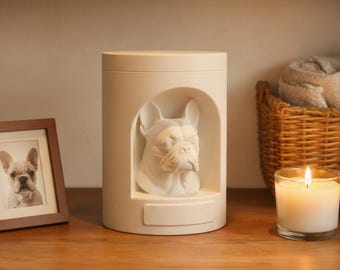 French Bulldog Pet Urn STL & 3MF, Customizable Dog Memorial 3D Print Files