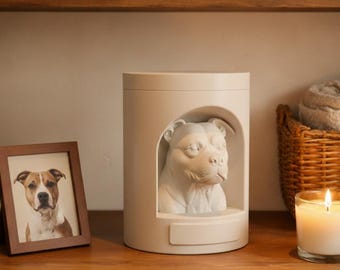 Staffordshire Bull Terrier Pet Urn STL & 3MF, Customizable Dog Memorial 3D Print Files