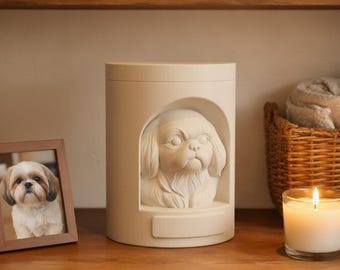 Shih Tzu Pet Urn STL & 3MF, Customizable Dog Memorial 3D Print Files
