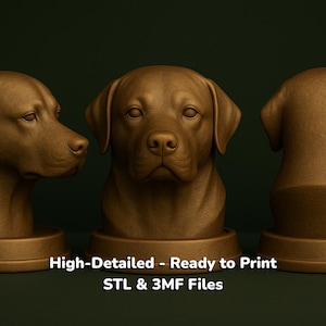 Labrador Bust STL File – 3D Printable Dog Statue, Pet Memorial Decor, Dog Lover Gift (Digital Download)