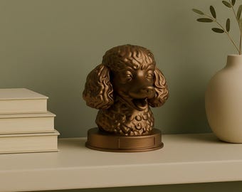 Miniature Poodle Dog Bust STL & 3MF File - 3D Printable Pet Memorial Statue