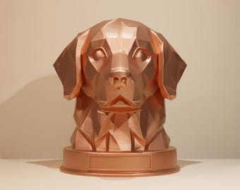 Golden Retriever Low Poly Bust | 3D Printable Dog Figurine (Digital Download)
