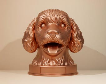 Joyful Cavapoo 3D Bust Statue, Happy Cavapoo STL File, Gift for Cavapoo Lovers