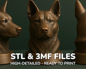 Byst av australisk nötkreaturshund - 3D-utskrivbar STL/3MF-fil