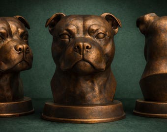 Staffordshire Bull Terrier Bust STL – 3D Dog Statue (Digital Download)