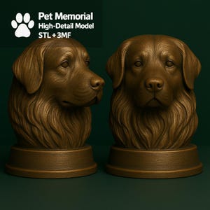 Leonberger - STL File - 3MF File - Dog Bust - 3D Printable Dog Model - Digital Dog Statue Download