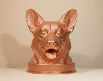 Joyful Cardigan Corgi 3D Bust Statue, Happy Corgi STL File, Gift for Corgi Lovers