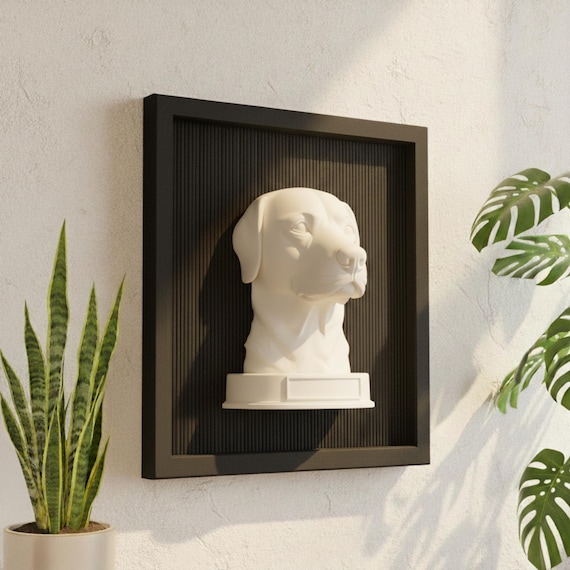 Labrador 3D Dog Wall Art with personalized nameplate, STL & 3MF Files for 3D Printing