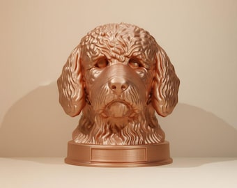 Barbet Dog Bust STL File, 3D Printable French Water Dog Statue, Gift for Barbet Lovers
