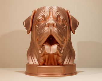 Joyful Neapolitan Mastiff 3D Bust Statue, Happy Mastiff STL File, Gift for Mastiff Lovers