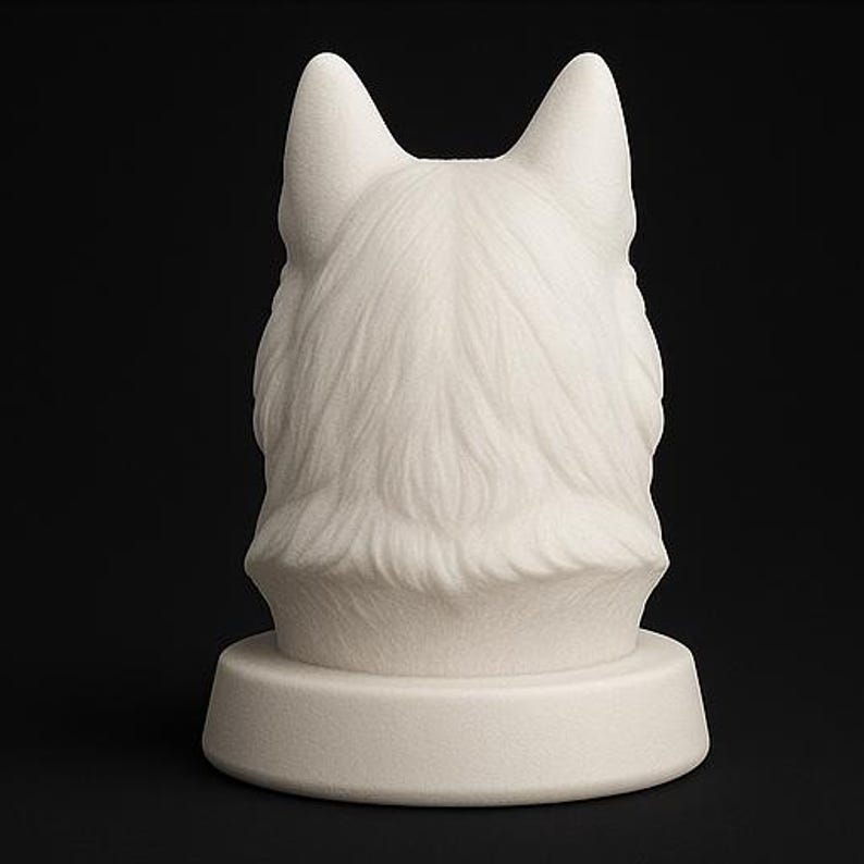 3D printable Husky dog bust STL and 3MF digital model digital dog statue for home decor or pet memorial