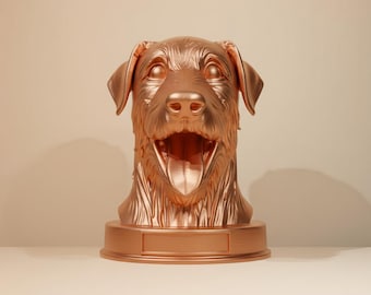 Joyful Irish Wolfhound 3D Bust Statue, Happy Wolfhound STL File, Gift for Wolfhound Lovers