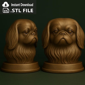 Pekingese - STL File - 3MF File - 3D Printable Dog Bust - Pet Memorial - Digital Dog Sculpture