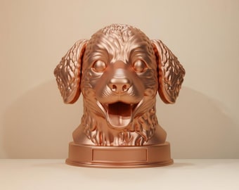 Corgipoo Dog Bust STL & 3MF File - 3D Printable Pet Memorial Statue