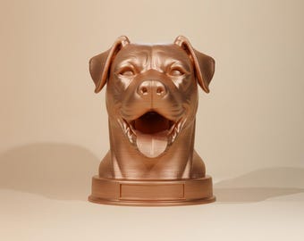 Dogo Argentino Dog Bust Statue with personalized nameplate, STL & 3MF Files for 3D Printing